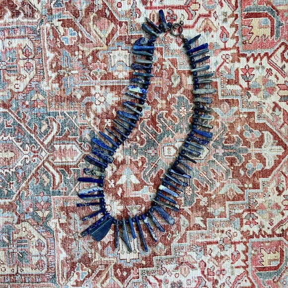 Vintage Lapis Stone Boho Statement Necklace - Picture 6 of 8